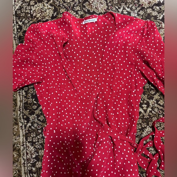 Reformation Napa Wrap Midi Dress in Red and White Polka Dot - Picture 7 of 12